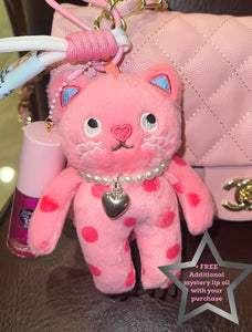 Polka Pink Kat lippie Bag Charm