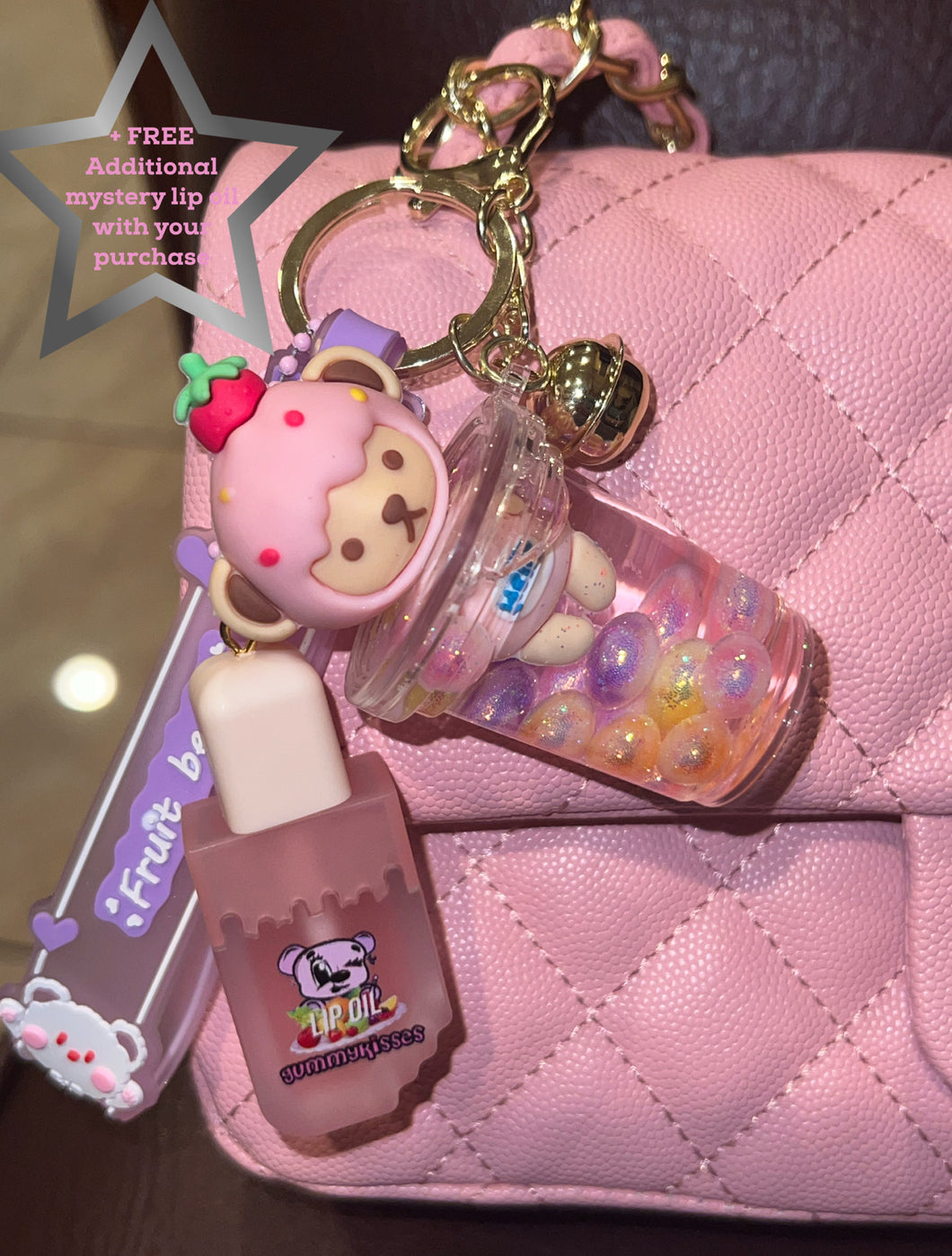 strawbeary icecream lippie bag charm