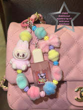 Load image into Gallery viewer, flocked pink bubu lippie bag charm
