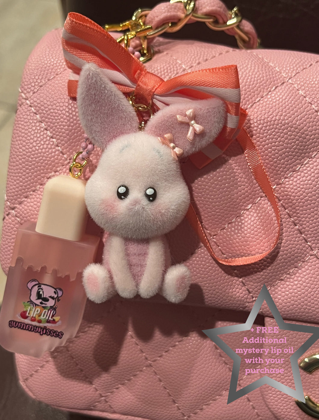 piglet pink lippie bag charm