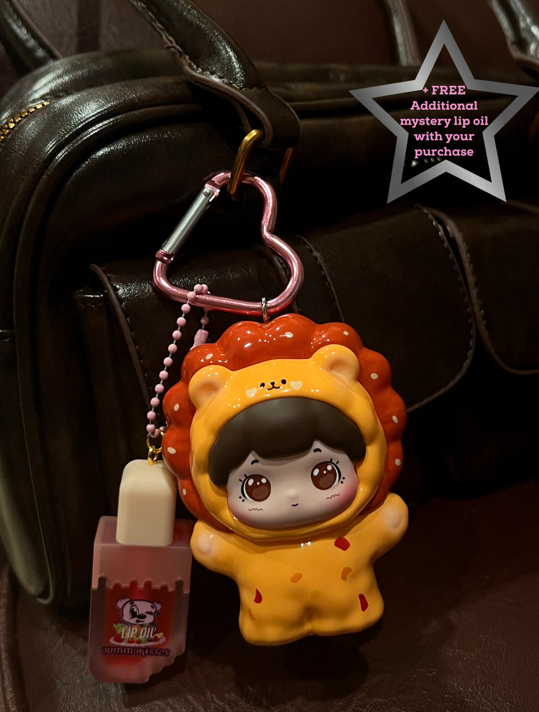Sprinkled lion bao bao lippie bag charm