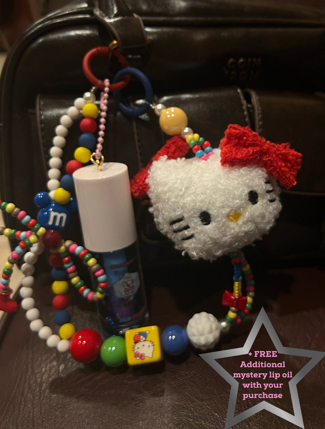 hk beaded blueberry lip plumper bag charm