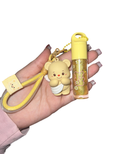 Yellow Daisy Angel Bear Lipgloss Keychain